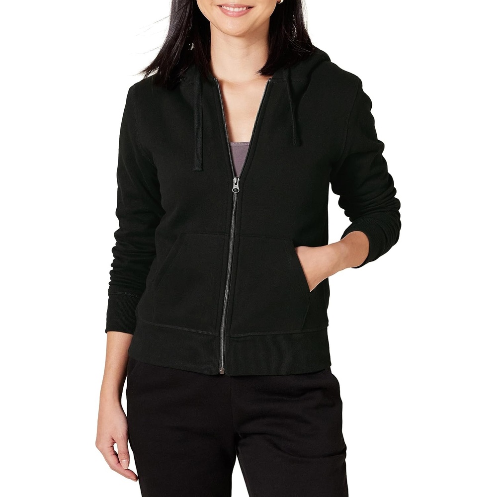 image:imageAmazon Essentials Womens SherpaLined Fleece FullZip Hooded Jacket with Drawstring Available in Plus SizeBlack