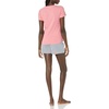 Amazon Essentials Women’s Cotton Poplin Short and Sleep Tee Set, Loungewear Pajamas(Blue Pink Floral)