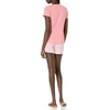 Amazon Essentials Women’s Cotton Poplin Short and Sleep Tee Set, Loungewear Pajamas(Coral Pink Gingham)