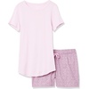 Amazon Essentials Women’s Cotton Poplin Short and Sleep Tee Set, Loungewear Pajamas(Light Pink  Mini Cherry Print)