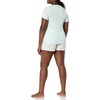 Amazon Essentials Women’s Cotton Poplin Short and Sleep Tee Set, Loungewear Pajamas(Mint Green White Cactus)