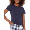 Amazon Essentials Women’s Cotton Poplin Short and Sleep Tee Set, Loungewear Pajamas(Navy Plaid)