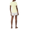 Amazon Essentials Women’s Cotton Poplin Short and Sleep Tee Set, Loungewear Pajamas(Yellow  Micro Confetti Print)