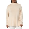 Amazon Essentials Women’s Jersey Long-Sleeve Mock Neck Swing Tunic Top, Relaxed Fit Pullover(Beige)