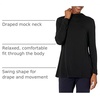 Amazon Essentials Women’s Jersey Long-Sleeve Mock Neck Swing Tunic Top, Relaxed Fit Pullover(Black)