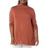 Amazon Essentials Women’s Jersey Long-Sleeve Mock Neck Swing Tunic Top, Relaxed Fit Pullover(Brown)