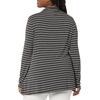 Amazon Essentials Women’s Jersey Long-Sleeve Mock Neck Swing Tunic Top, Relaxed Fit Pullover(Charcoal Heather White Stripe)