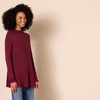 Amazon Essentials Women’s Jersey Long-Sleeve Mock Neck Swing Tunic Top, Relaxed Fit Pullover(Dark Burgundy)