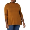 Amazon Essentials Women’s Jersey Long-Sleeve Mock Neck Swing Tunic Top, Relaxed Fit Pullover(Dark Chestnut Brown)