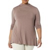 Amazon Essentials Women’s Jersey Long-Sleeve Mock Neck Swing Tunic Top, Relaxed Fit Pullover(Dark Taupe)