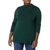 Amazon Essentials Women’s Jersey Long-Sleeve Mock Neck Swing Tunic Top, Relaxed Fit Pullover(Deep Green)