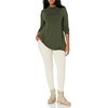 Amazon Essentials Women’s Jersey Long-Sleeve Mock Neck Swing Tunic Top, Relaxed Fit Pullover(Forest Green)