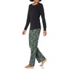 Amazon Essentials Women’s Lightweight Soft Flannel Trouser and Long-Sleeve T-Shirt Sleep Set, Lounge Bottoms, Salmon Pink(Black  Folkloric)