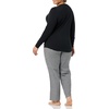 Amazon Essentials Women’s Lightweight Soft Flannel Trouser and Long-Sleeve T-Shirt Sleep Set, Lounge Bottoms, Salmon Pink(Black White Gingham)