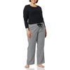 Amazon Essentials Women’s Lightweight Soft Flannel Trouser and Long-Sleeve T-Shirt Sleep Set, Lounge Bottoms, Salmon Pink(Black White Gingham)