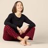 Amazon Essentials Women’s Lightweight Soft Flannel Trouser and Long-Sleeve T-Shirt Sleep Set, Lounge Bottoms, Salmon Pink(Black and Classic Buffalo Check)