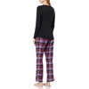 Amazon Essentials Women’s Lightweight Soft Flannel Trouser and Long-Sleeve T-Shirt Sleep Set, Lounge Bottoms, Salmon Pink(Black/Blue Mixed Tartan)