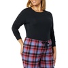 Amazon Essentials Women’s Lightweight Soft Flannel Trouser and Long-Sleeve T-Shirt Sleep Set, Lounge Bottoms, Salmon Pink(Black/Blue Mixed Tartan)