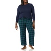 Amazon Essentials Women’s Lightweight Soft Flannel Trouser and Long-Sleeve T-Shirt Sleep Set, Lounge Bottoms, Salmon Pink(Blackwatch Tartan Plaid)