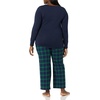 Amazon Essentials Women’s Lightweight Soft Flannel Trouser and Long-Sleeve T-Shirt Sleep Set, Lounge Bottoms, Salmon Pink(Blackwatch Tartan Plaid)