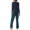 Amazon Essentials Women’s Lightweight Soft Flannel Trouser and Long-Sleeve T-Shirt Sleep Set, Lounge Bottoms, Salmon Pink(Blackwatch Tartan Plaid)