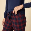 Amazon Essentials Women’s Lightweight Soft Flannel Trouser and Long-Sleeve T-Shirt Sleep Set, Lounge Bottoms, Salmon Pink(Burgundy Navy Blackwatch Plaid)