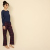 Amazon Essentials Women’s Lightweight Soft Flannel Trouser and Long-Sleeve T-Shirt Sleep Set, Lounge Bottoms, Salmon Pink(Burgundy Navy Blackwatch Plaid)