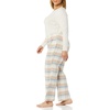 Amazon Essentials Women’s Lightweight Soft Flannel Trouser and Long-Sleeve T-Shirt Sleep Set, Lounge Bottoms, Salmon Pink(Dusty Blue Mix Plaid/Oatmeal Heather)