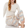 Amazon Essentials Women’s Lightweight Soft Flannel Trouser and Long-Sleeve T-Shirt Sleep Set, Lounge Bottoms, Salmon Pink(Dusty Blue Mix Plaid/Oatmeal Heather)