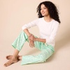 Amazon Essentials Women’s Lightweight Soft Flannel Trouser and Long-Sleeve T-Shirt Sleep Set, Lounge Bottoms, Salmon Pink(Ivory  Forest Animals)
