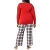 Amazon Essentials Women’s Lightweight Soft Flannel Trouser and Long-Sleeve T-Shirt Sleep Set, Lounge Bottoms, Salmon Pink(Red Multi Tartan)