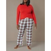 Amazon Essentials Women’s Lightweight Soft Flannel Trouser and Long-Sleeve T-Shirt Sleep Set, Lounge Bottoms, Salmon Pink(Red Multi Tartan)