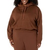 Amazon Essentials Women’s Relaxed Fit Crop Pullover Hoodie Sweatshirt with Drawstring, Soft (Available in Plus Size)(Deep Brown)