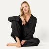 Amazon Essentials Women’s Satin Long Sleeve Shirt and Pant Pajama Set(Black)