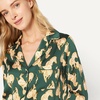 Amazon Essentials Women’s Satin Long Sleeve Shirt and Pant Pajama Set(Dark Green Beige Zebra)