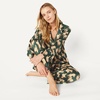 Amazon Essentials Women’s Satin Long Sleeve Shirt and Pant Pajama Set(Dark Green Beige Zebra)