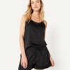 Amazon Essentials Women’s Satin Pajama Top and Shorts Set(Black)