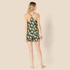 Amazon Essentials Women’s Satin Pajama Top and Shorts Set(Dark Green Beige Zebra)