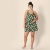 Amazon Essentials Women’s Satin Pajama Top and Shorts Set(Dark Green Beige Zebras)