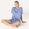 Amazon Essentials Women’s Satin Pajama Top and Shorts Set(Dusty Blue)