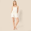 Amazon Essentials Women’s Satin Pajama Top and Shorts Set(Ivory)