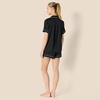 Amazon Essentials Women’s Satin Short Sleeve Button-Down Top and Short Sleepwear Pajama Set(Black)