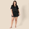 Amazon Essentials Women’s Satin Short Sleeve Button-Down Top and Short Sleepwear Pajama Set(Black)