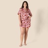 Amazon Essentials Women’s Satin Short Sleeve Button-Down Top and Short Sleepwear Pajama Set(Brick Red Fan Floral)