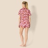 Amazon Essentials Women’s Satin Short Sleeve Button-Down Top and Short Sleepwear Pajama Set(Brick Red Fan Floral)
