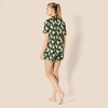 Amazon Essentials Women’s Satin Short Sleeve Button-Down Top and Short Sleepwear Pajama Set(Dark Green Beige Zebras)