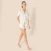 Amazon Essentials Women’s Satin Short Sleeve Button-Down Top and Short Sleepwear Pajama Set(Ivory)