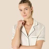 Amazon Essentials Women’s Satin Short Sleeve Button-Down Top and Short Sleepwear Pajama Set(Ivory)