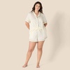 Amazon Essentials Women’s Satin Short Sleeve Button-Down Top and Short Sleepwear Pajama Set(Ivory)