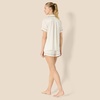 Amazon Essentials Women’s Satin Short Sleeve Button-Down Top and Short Sleepwear Pajama Set(Ivory)